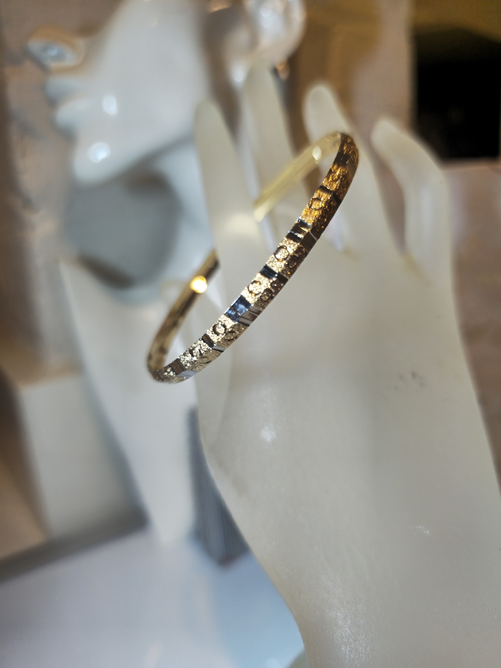 Elegant Gold-Tone Textured Bangle Bracelet